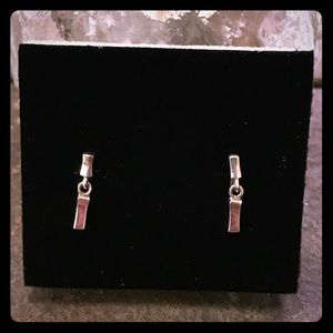 Cute Sterling Silver Rectangle Drop Earrings